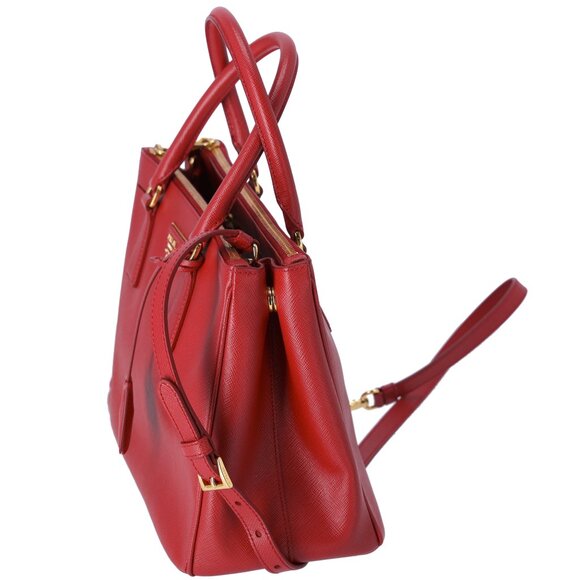 PRADA Saffiano Small Satchel Shoulder Bag Red Leather - Picture 2 of 8